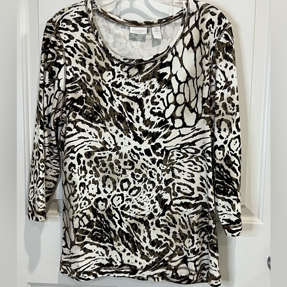 Weekends by Chico’s abstract animal print long sleeve cotton pullover Chico’s 2